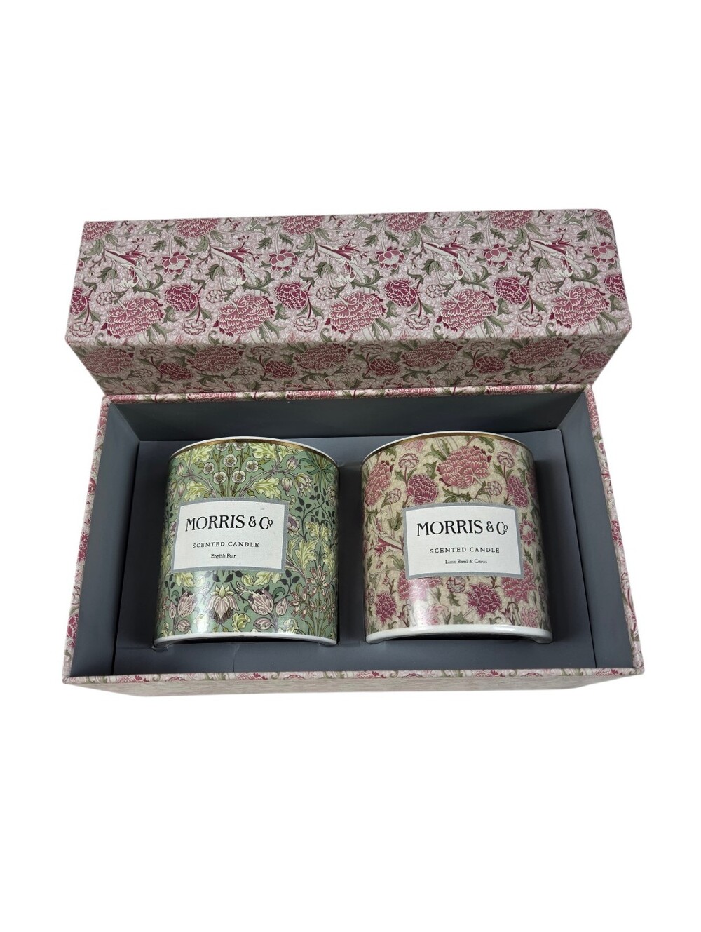 Morris & Co. English Pear and Lime & Basil Citrus 4oz Candles Set in Box